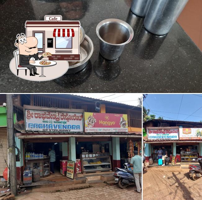 The photo of exterior and food at Raghavendra Veg Restaurant