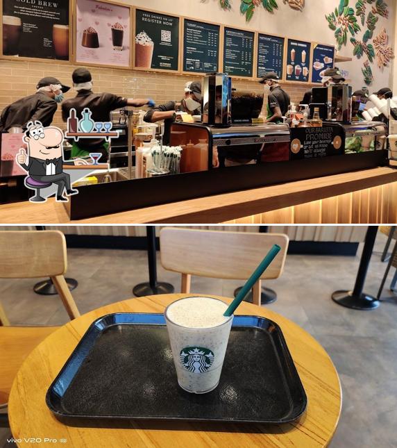 The interior of Starbucks