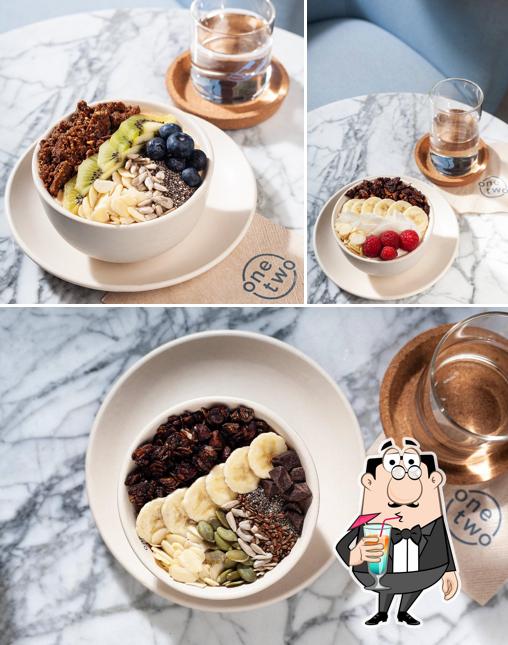 This is the image displaying drink and food at One Two Cafe