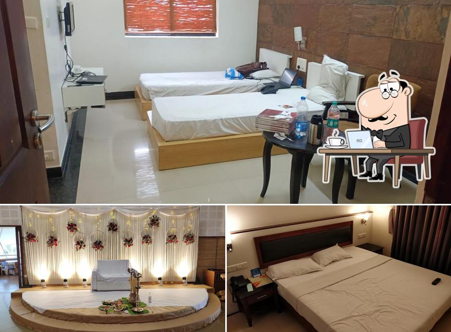 Take a seat at one of the tables at Hotel Marina Residency