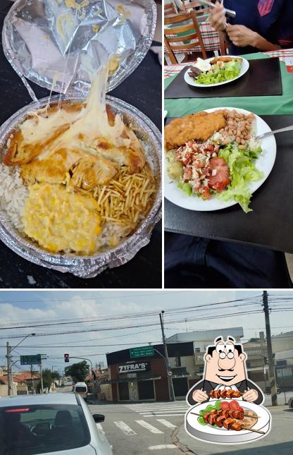 Esta é a imagem ilustrando comida e exterior no Zyfras Restaurante
