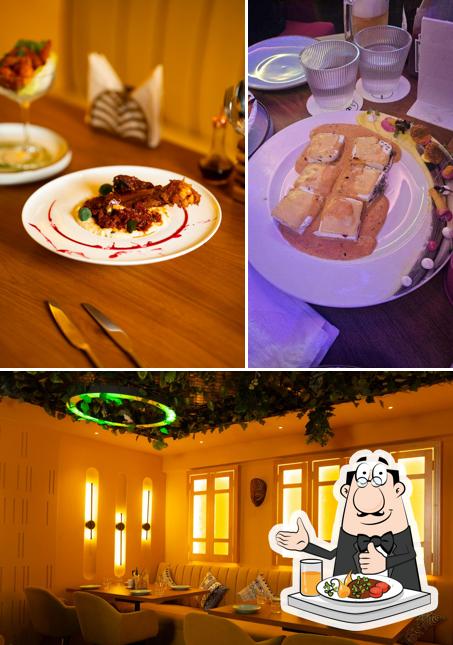 This is the picture depicting food and interior at Moko