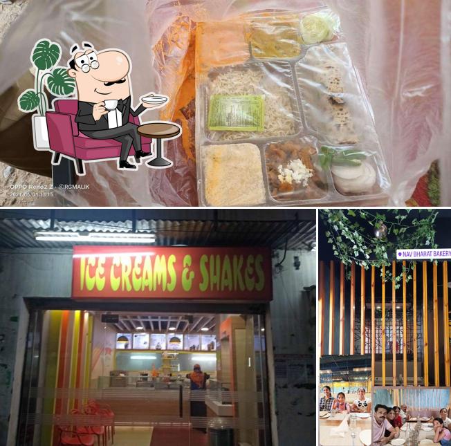 Take a seat at one of the tables at Nav Bharat Restaurant & Ice Creamery