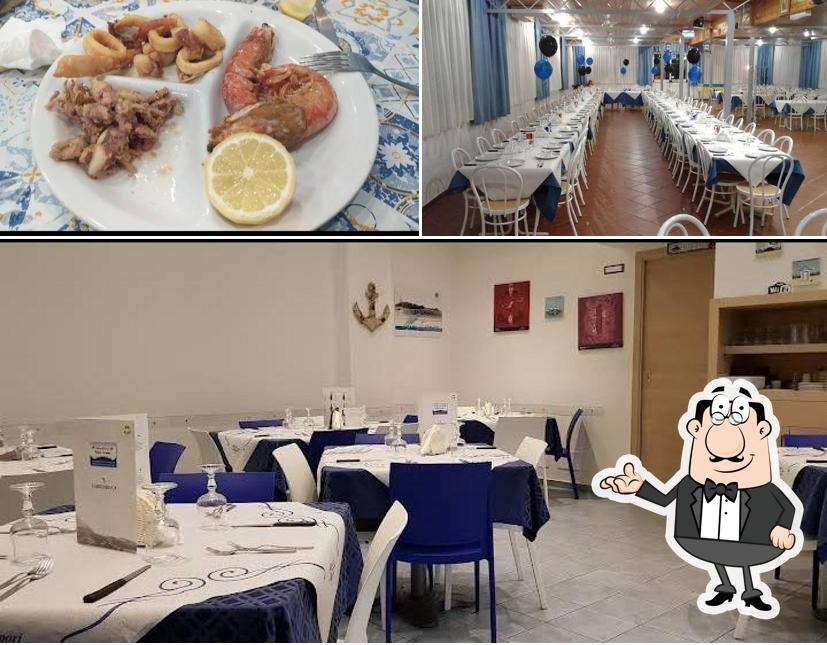 Dai un’occhiata alla foto che raffigura la interni e cibo di Onda Azzurra - Ristorante Pizzeria