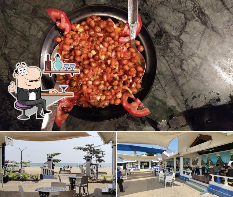 The picture of interior and food at seashells