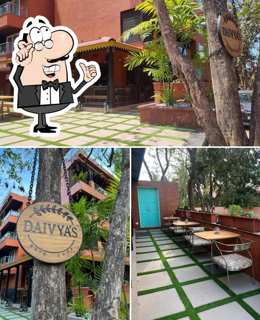 Take a seat at one of the tables at Daivya's Goa