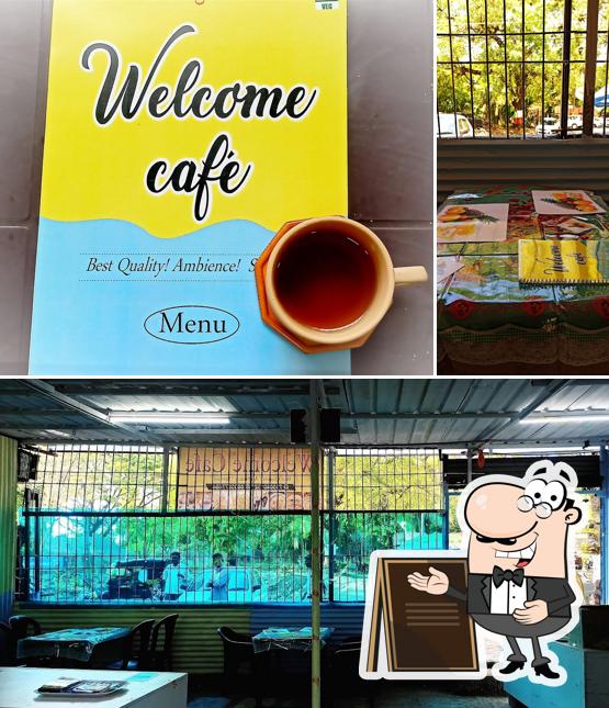 Among various things one can find exterior and beverage at Welcome Cafe