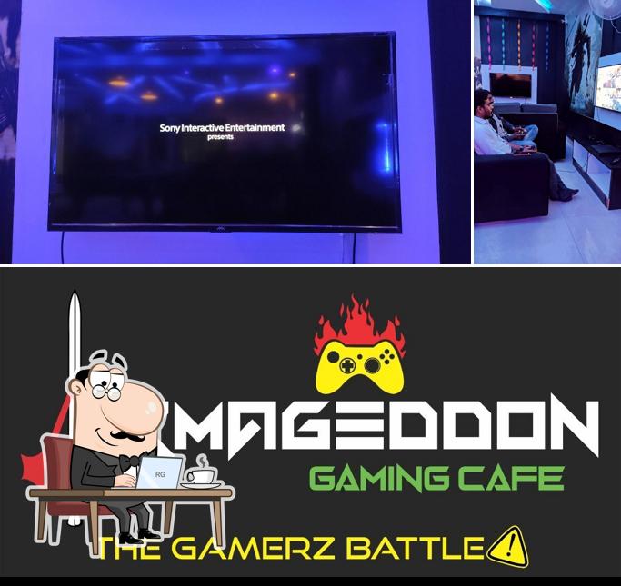 Take a seat at one of the tables at Armageddon Gaming Café