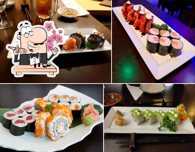 Sushi rolls are available at Fuji
