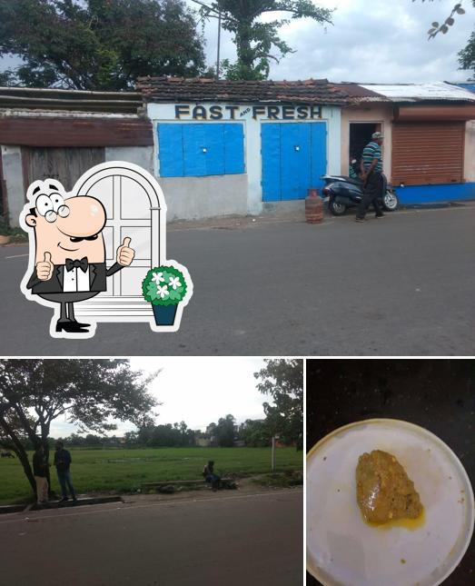 The restaurant's exterior and food