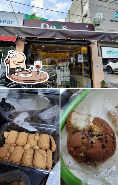 The photo of food and exterior at Devs bakery