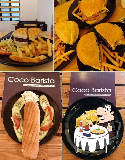 Get a burger at Coco Barista