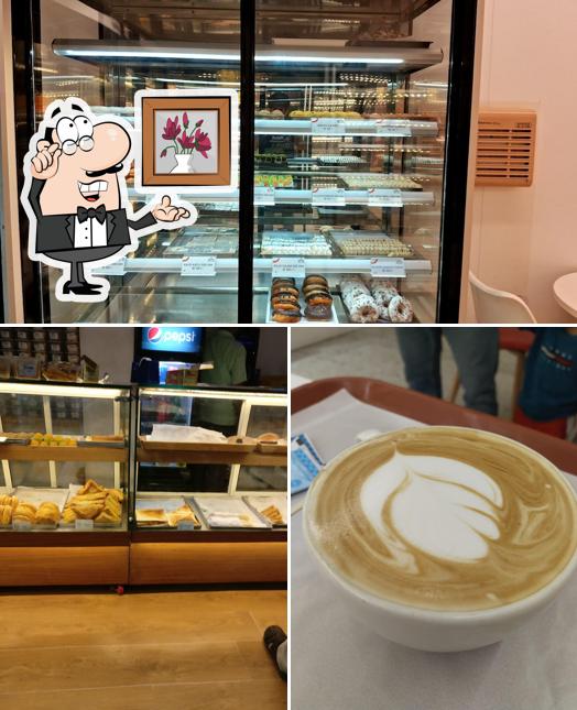 Take a seat at one of the tables at The Muffin House