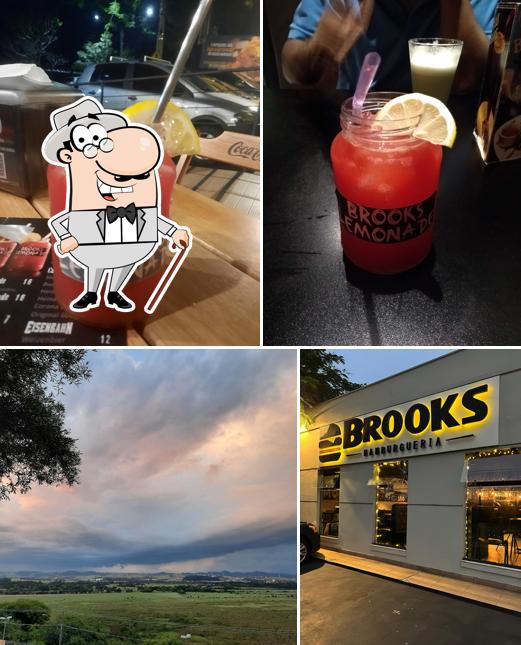 A ilustração da exterior e bebida no Brooks Hamburgueria SJC