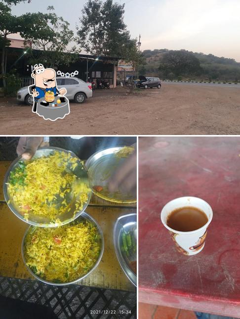 Take a look at the image depicting food and exterior at MAA SHAKTI Hotel