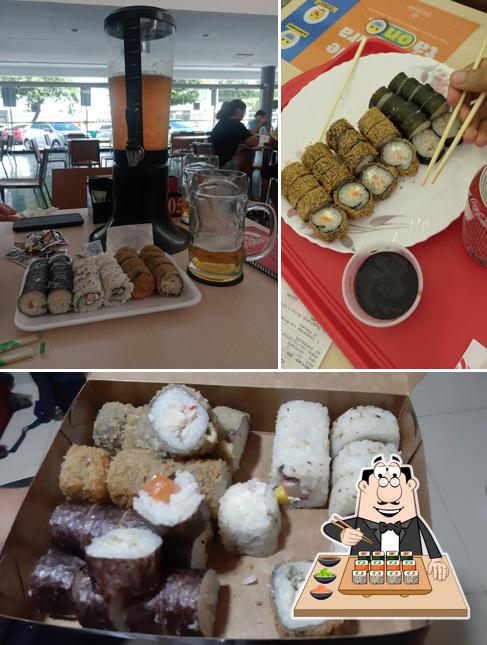 Rolos de sushi são disponibilizados no Gran Sushi - Shopping Riverside