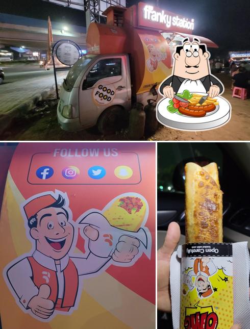 This is the image depicting food and exterior at The Franky Station (Sargasan Chokdi)