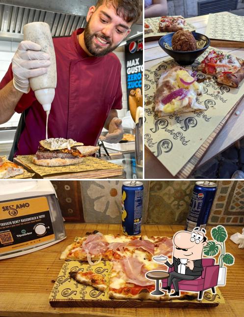 Questa è la immagine che mostra la interni e cibo di Sesamo Trastevere