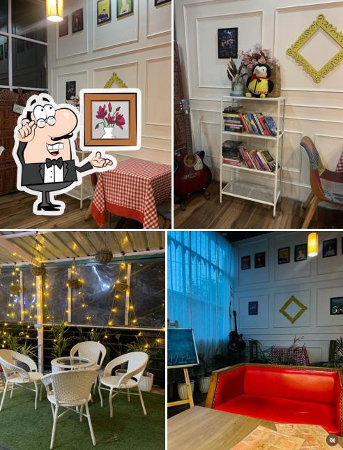 Take a seat at one of the tables at Bueno Cafe