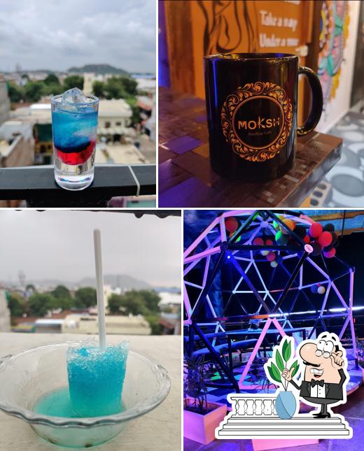 The photo of Moksh rooftop multi cuisine restaurant’s exterior and drink The photo of Moksh rooftop multi cuisine restaurant’s exterior and drink