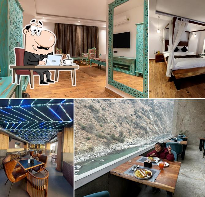The interior of Echor Palm Bliss Riverside Resort & Spa Kasol Bar & Lounge