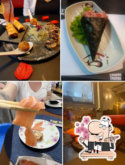 Rolos de sushi são servidos no Sushi koban