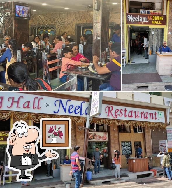 Take a seat at one of the tables at Neelam Dining Hall