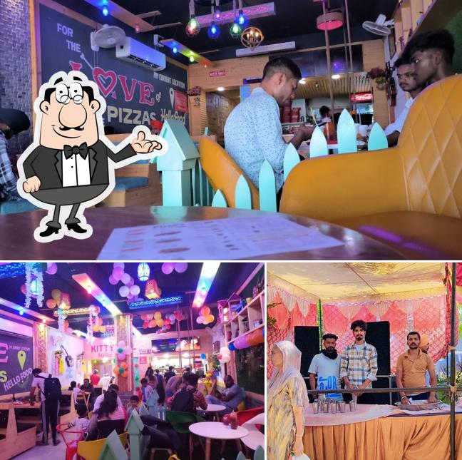 Take a seat at one of the tables at Hello food