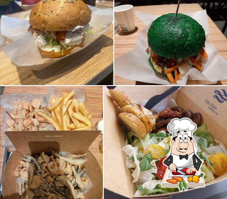 Bibimbap al Fish Ham Burger & Fry