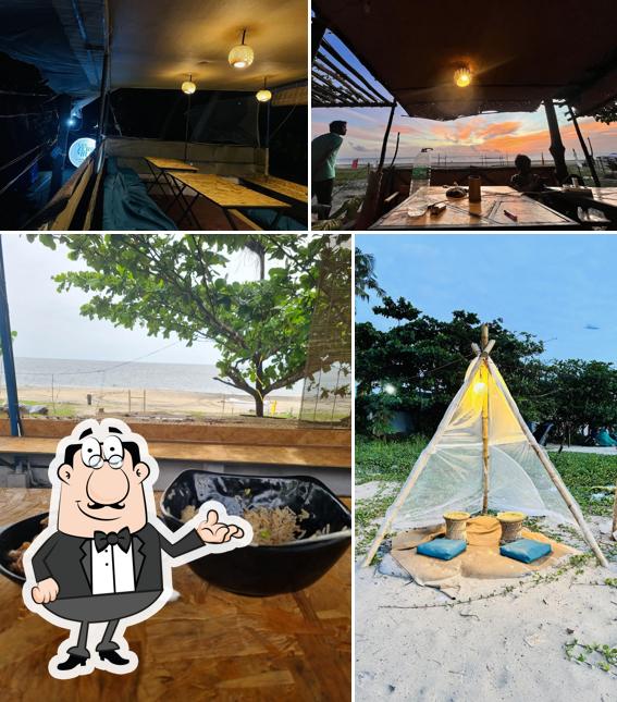 This is the image displaying interior and food at Cafe Zero Mile Alappuzha