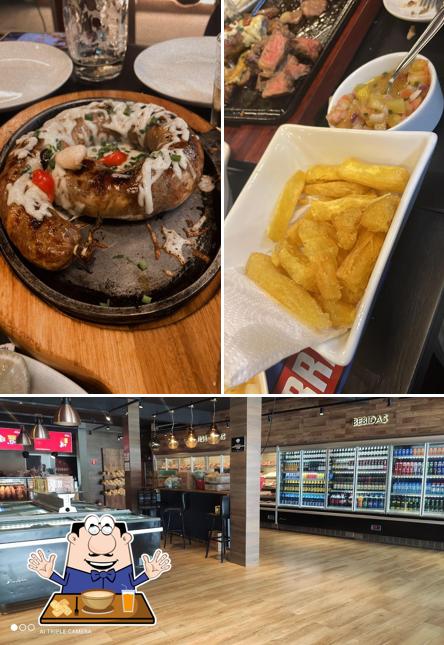A comida e interior do restaurante