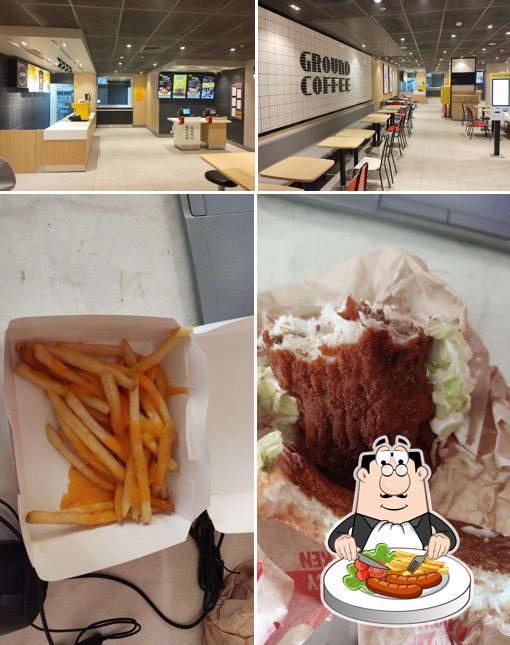 This is the photo depicting food and interior at McDonald's
