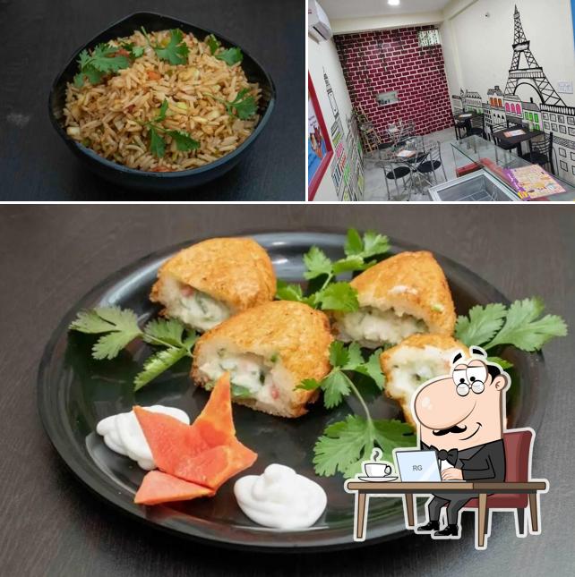 This is the photo depicting interior and food at Biteful