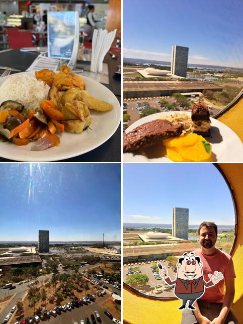 A comida e exterior do restaurante