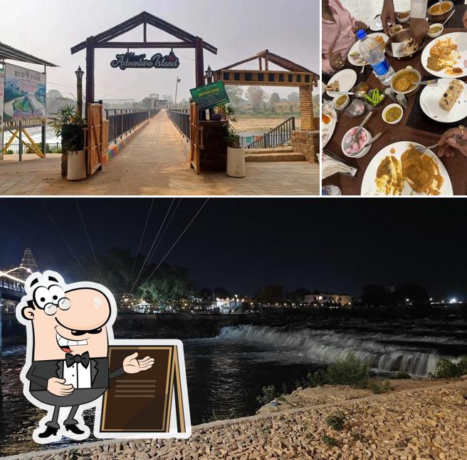 The restaurant's exterior and food