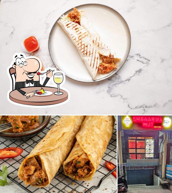 The photo of food and exterior at Shawarma Hut