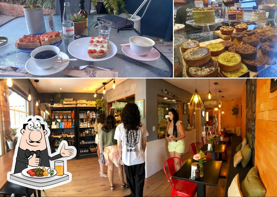 Entre diferentes coisas, comida e interior podem ser encontrados no Cake Garden Confeitaria Artesanal