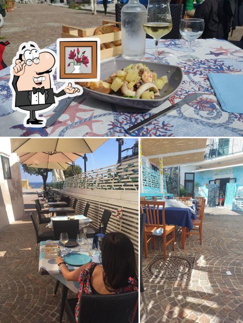 Questa è la immagine che presenta la interni e cibo di BARCABOTTE Re Baccalà a Mare - Erchie - Osteria | Pizzeria | Caffetteria