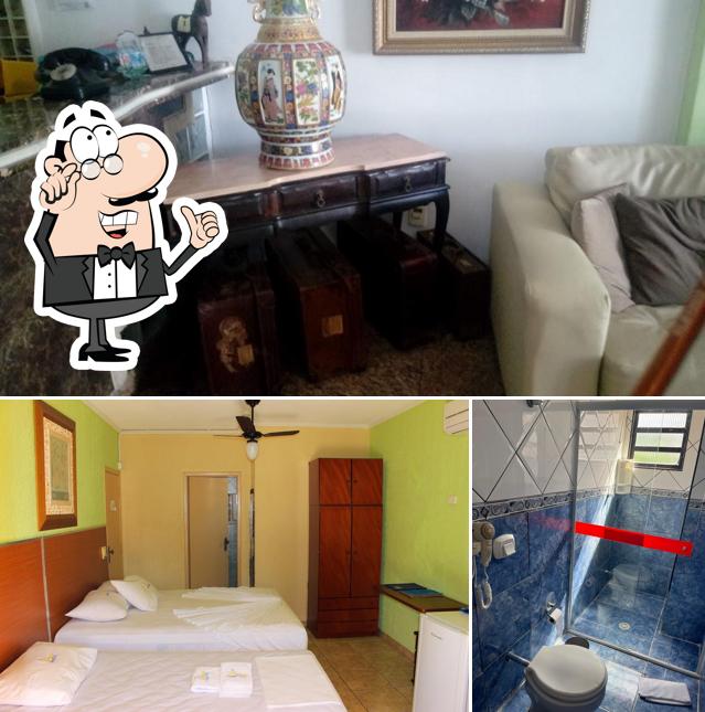 Sente em uma das mesas no Restaurante Astúrias
