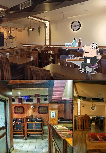 The interior of Manwaar Vegetarian Restaurant