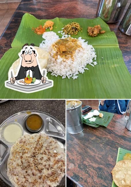 Among different things one can find food and interior at Arya Bhavan Veg Restaurant