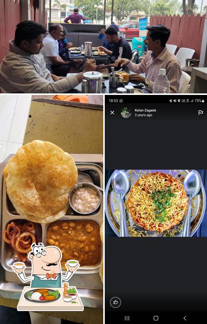 This is the picture showing food and exterior at Hotel Samadhan