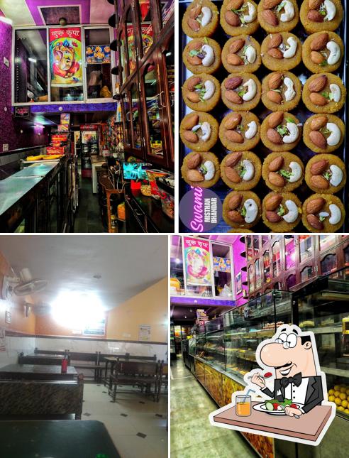 Among different things one can find food and interior at Swami Misthan Bhandar