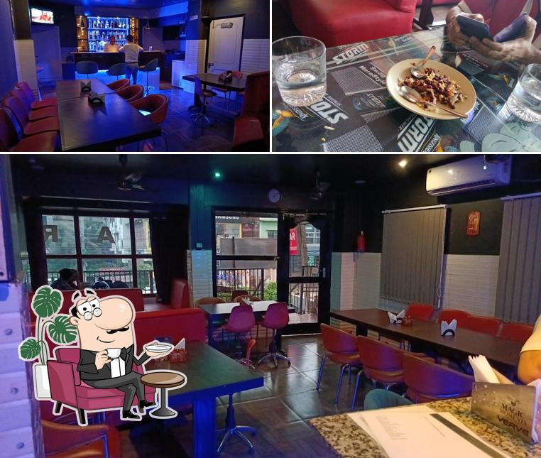 The restaurant's interior and food