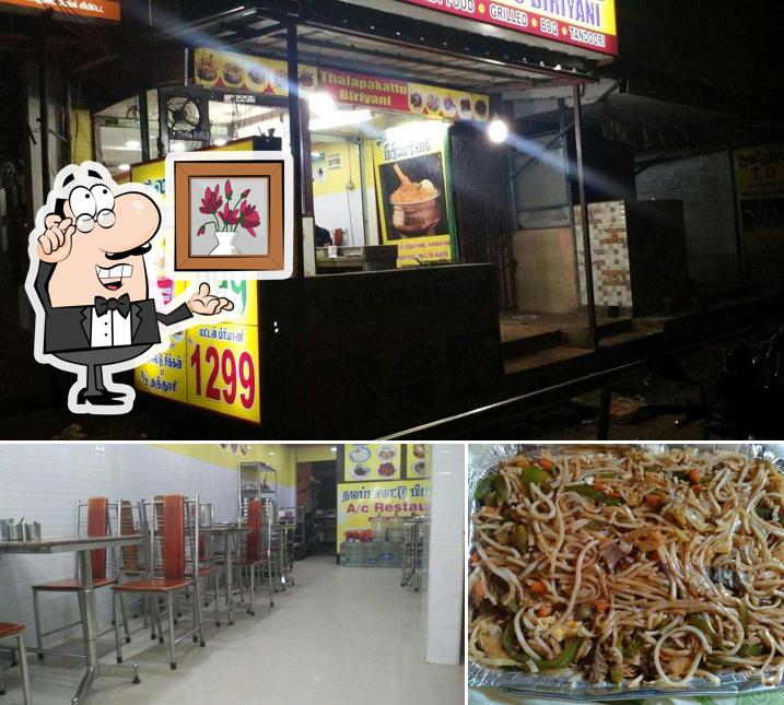 Take a look at the picture displaying interior and food at Thalapakkatu Biriyani and Fastfood