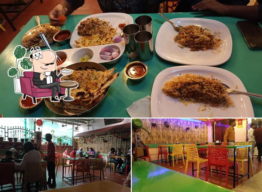 Among different things one can find interior and food at Hotel Angraj