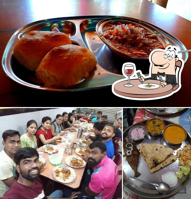 The restaurant's food and dining table