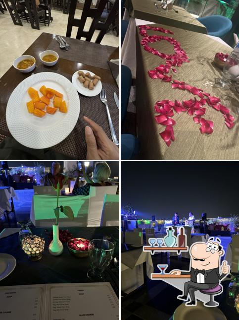 Take a seat at one of the tables at Taj Terrace