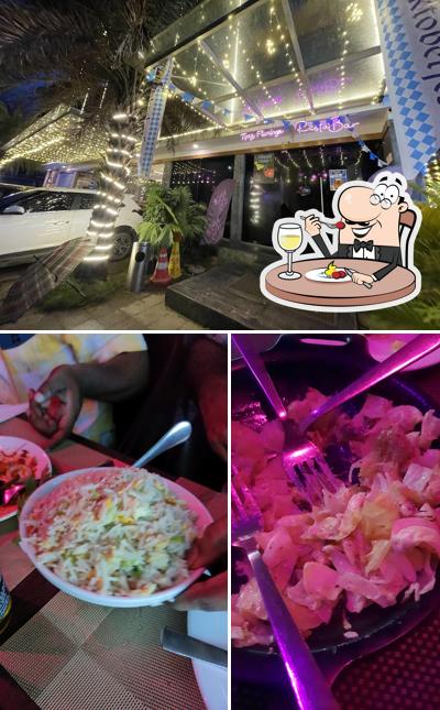 Among various things one can find food and exterior at TIPSY FLAMINGO