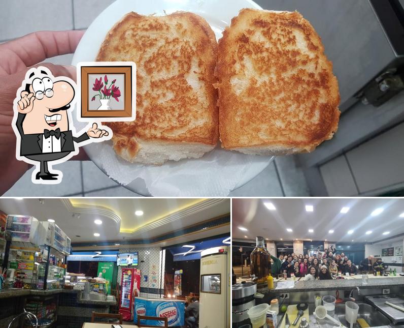 A ilustração do Lanchonete Charlie Chaplin’s interior e comida